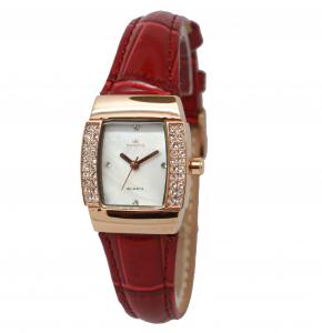 China Rectangle Ladies Fashion Watches Jewelry Red Wrist Leather Strap wholesale