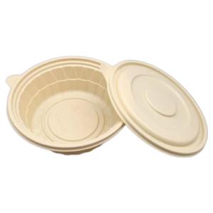 China Corn Starch Disposable Salad Bowl Fast Food Paper Soup Bowl With Lid 800ML wholesale
