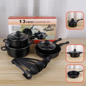 China Kitchen 13 Piece Non Stick Cast Iron Cookware Set Black Pot And Pans wholesale