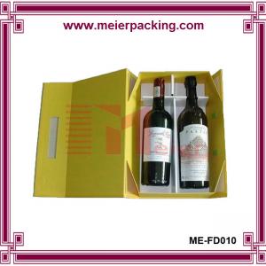 China China folding paper storage box for two red wine bottle packaging with handle wholesale