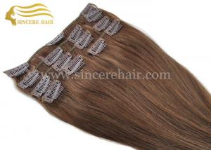 China Hot selling 16 Remy Human Hair Extensions for sale - 40 CM Brown Full Set 7 Pieces of Clips-In Remy Hair Wefts for Sale wholesale