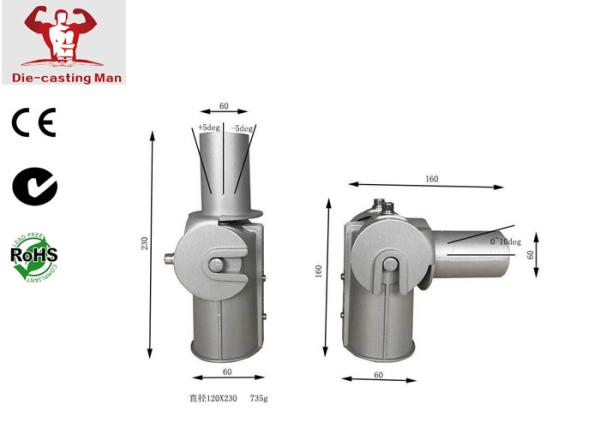 60mm Led Street Light Fixtures Adaptor Bracket Die Cast Aluminum IP65