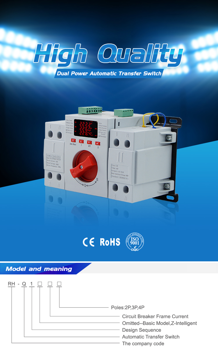 ATSQ1Z 2Poles 63A Intelligent Dual Power Automatic Transfer Switch