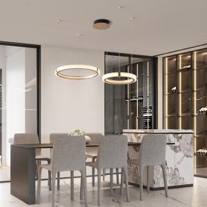 China Creative Nordic Minimalist Double Ring Dining Room Chandelier Simple Modern Round Chandelier Living Room Bedroom Office wholesale