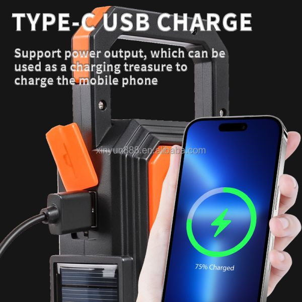 Multi Functional Searchlight Outdoor Solar Power Bank Strong Light Flashlight LED Handheld Light Wholesale Camping
