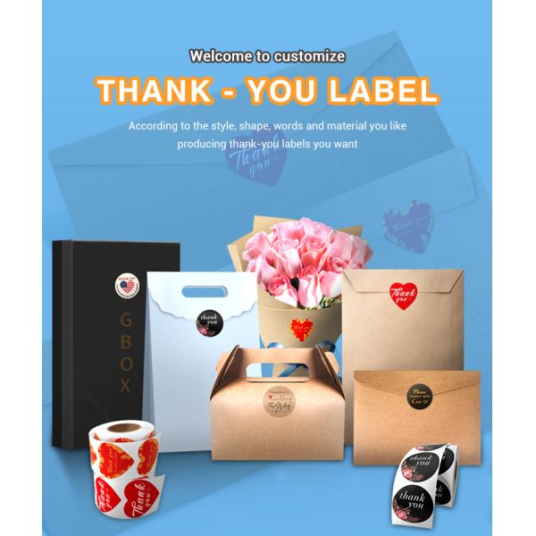 Label Machine Printing Thank You Sticker Waterproof Customized for Gift Packaging