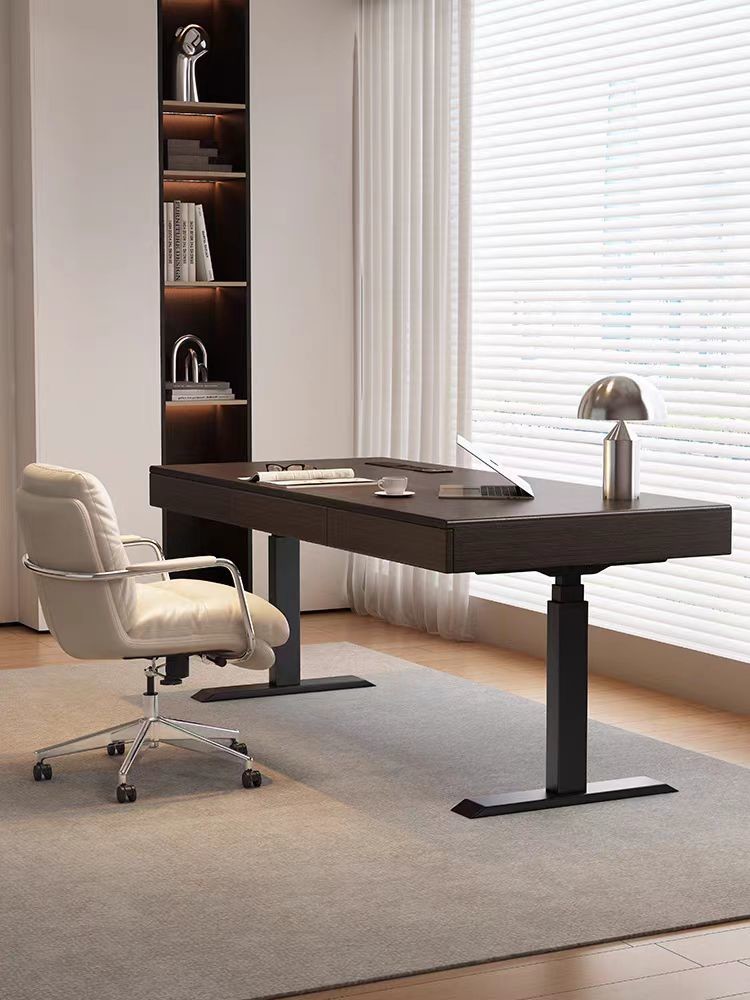 Minimalist Durable Hotel Bedroom Desk With Leather Swivel Chair Customized