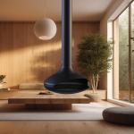 Portable Modern 60x40x20inch Wood Firepits Round Hanging Metal Fireplace For