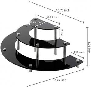 China Semicircle Black Acrylic Display Rack , 3 Layer Acrylic Cupcake Display Rack wholesale