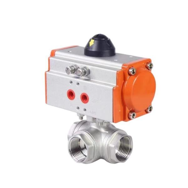 SS304/316 Hygienic Air Pneumatic Actuator Three Way Ball Valve with Tee Type