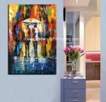Framed Palette Knife Oil Painting On Canvas , Abstract Art Paintings Umbrella
