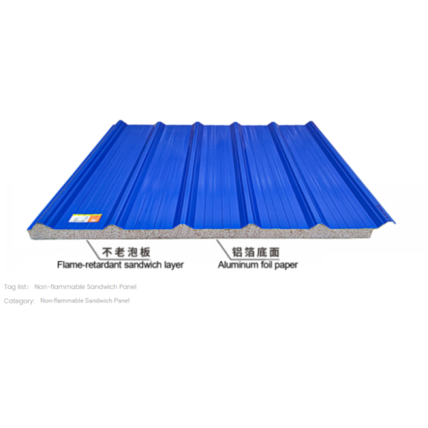 Customized Insulated Sandwich Panel Blue Fireproof Sandwich Panel Environmentally Friendly