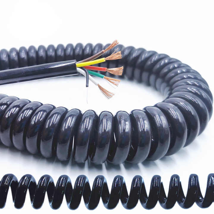 OEM Spiral Cable 2 3 4 5 Core 0.5 Square TPU High Power Multi-Core Processing Custom Spring Cable