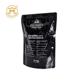 China 180 Microns Stand Up Gusseted Bags Fully Black Color wholesale