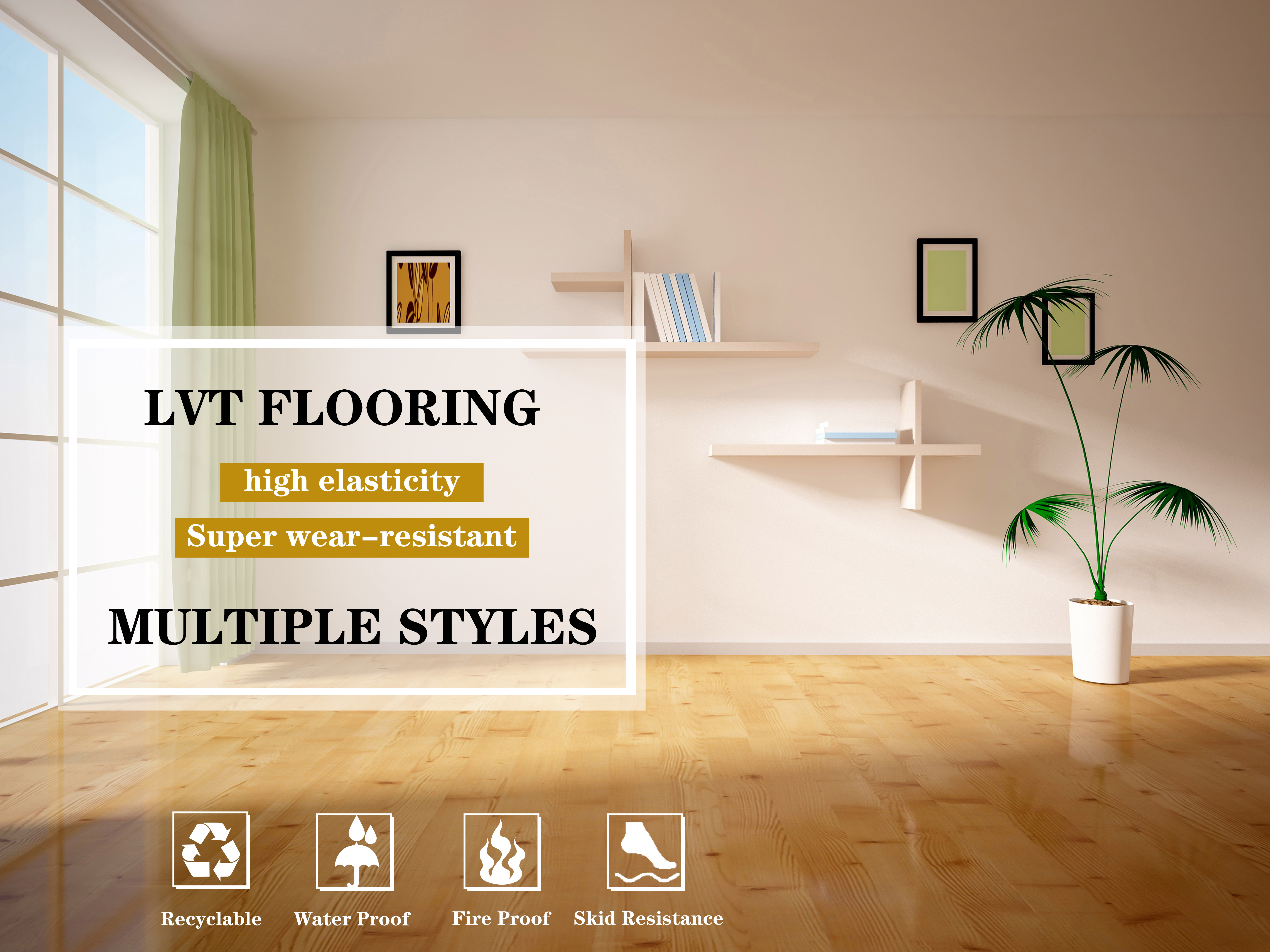 CE Certified 100% Waterproof Flooring Vinyl/PVC/Lvt Flooring LVT Plank Eir Surface 100% Virgin Non-Slip