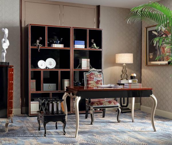 Luxury Furniture Home office Bookcase cabient and Writing desk in Ebony wood