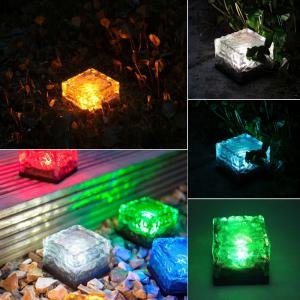 China Solar Paver Lights Solar Brick Light Solar Underground Lights Pathway Glass Brick Light Ice Cube Lights on sale