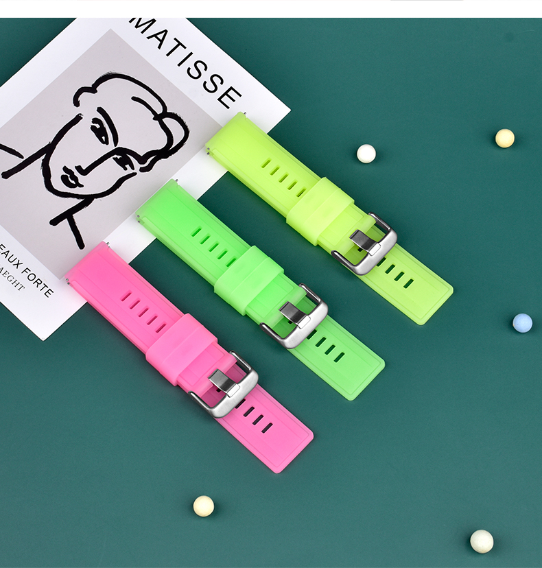 18mm 20mm 22mm Adjustable Luminous Silicone Rubber Watch Strap