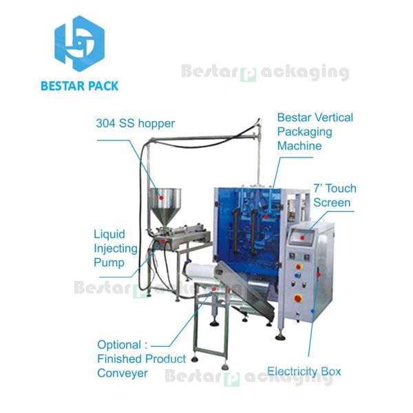 Pure water 5L pouch PE film packaging machine, customized bag support device BSTV-750P