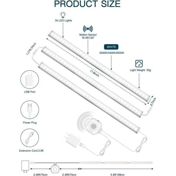 Aluminum Cabinet Led Motion Sensor Light Pir 120 Degree Detection 5v