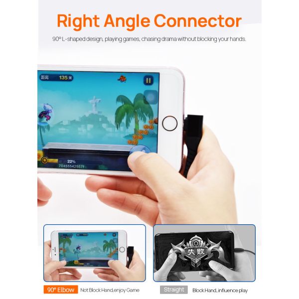 PD 18W MFi Right Angle Lightning Cable Braided IPhone Charger Cord L Shape