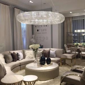 China Luxury Circle Crystal Chandelier For Living Room Led Home Decor Lamp large pendant light(WH-CY-190) wholesale