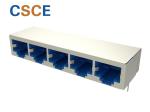 Shielded 5 Port RJ45 Female Connector 8P8C Gold Plating Over Nickel