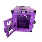 Pet Medium Aluminum Collapsible Dog Box Metal Foldable Purple Color 30 Inch