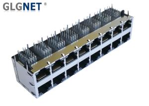China 90° Angle Shielding Stacked RJ45 Connectors 2 x 8 Ports Side Entry wholesale