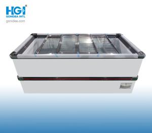 China 1050L Manual Defrost Supermarket Island Freezer With Sliding Glass Top SASO CB wholesale
