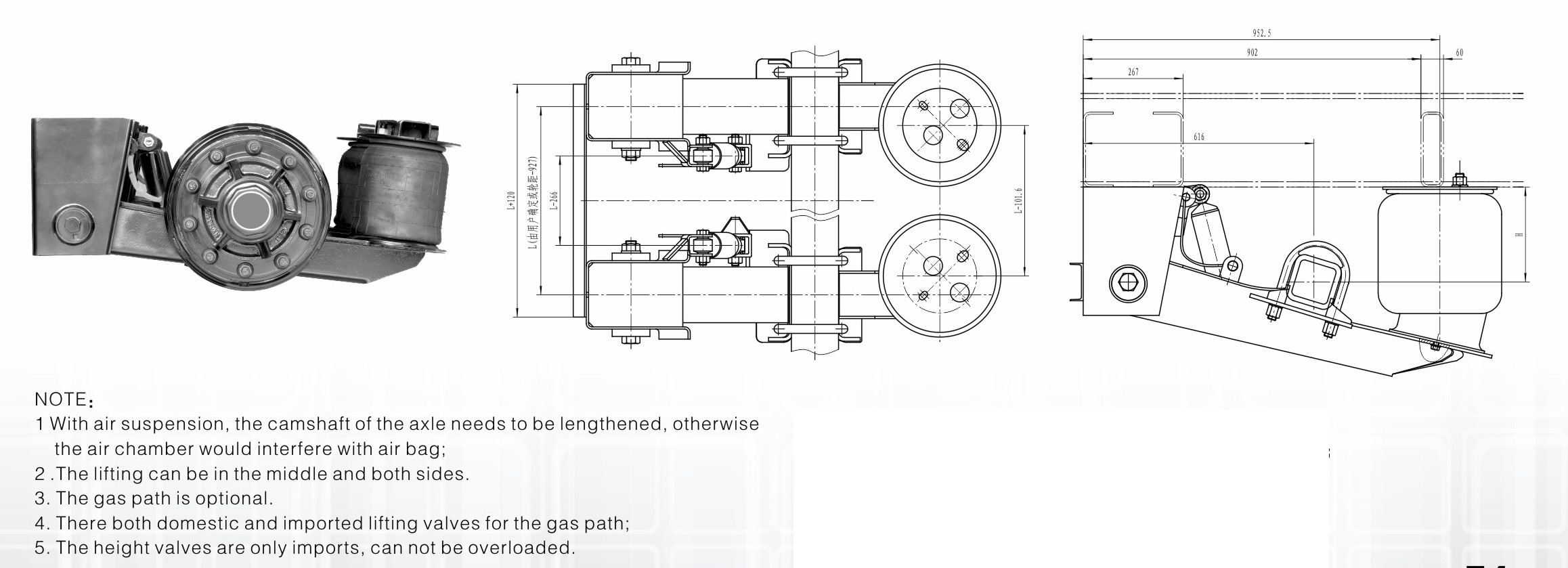 ADR DOT Beam Type Lorry Parts And Accessories Air Spring Suspension