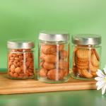 6oz 9oz 12oz Wide Mouth Glass Jar Glass Canister Jar With Silver Lid