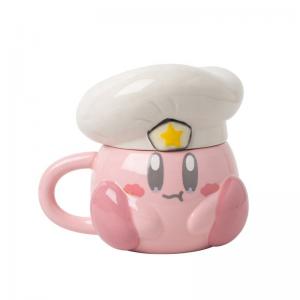 China Cute Pink Cartoon Chef Kirby Ceramic Mug Navy Hat 3D Ceramic Coffee Mug for Christmas Holiday Gift wholesale