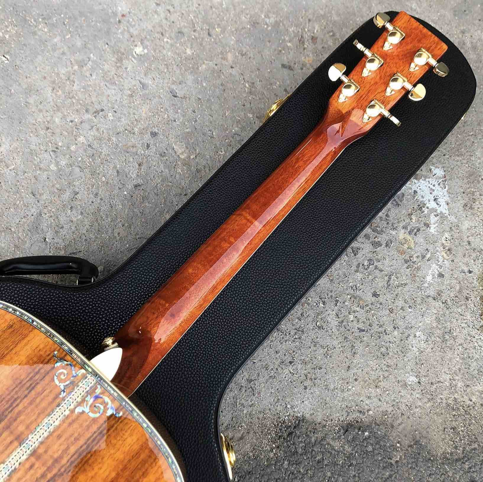 All KOA wood classic acoustic guitar,Flower Ebony Fingerboard,Real Abalone inlays and binding