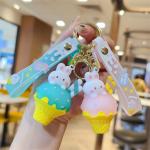 Ice Cream Cute Rabbit Keychain Charms Silicone Stationery Style Purse Handbag