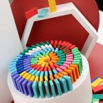 Rainbow Colored Dominoes For Toppling Professor Puzzle Domino Rally