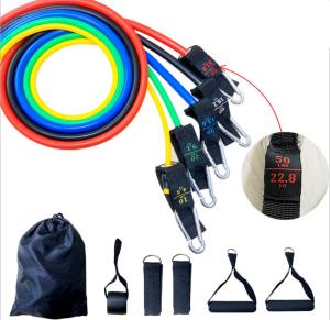 China Weight Clearly Marked Resistance Band Kit 5 Fitness Workout Bands Stackable Up To 150 Lbs wholesale