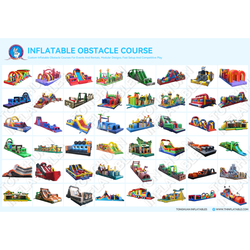 Commercial Inflatable Obstacle Race Track Land Playground Structure With Custom Modules Theme Colors Branding and Interactive Challenge Features