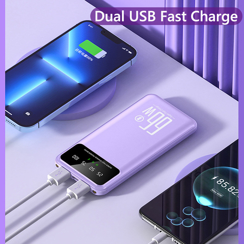 100W 10000mAh Cell Phone Power Bank 66W LED Power Bank With 2A Overcharge Protection