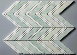 Ming Green Stone Mosaic Floor Tile Chevron Shape Mosaics 4 Chips