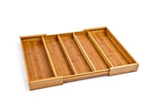 China 5 Large Compartment Adjustable Bamboo Storage Organizer Cutlery Drawer Tray wholesale