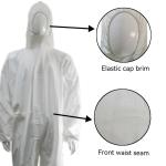 Fluidproof White Disposable Coveralls With Hooded Design 50000PCS/Day Production