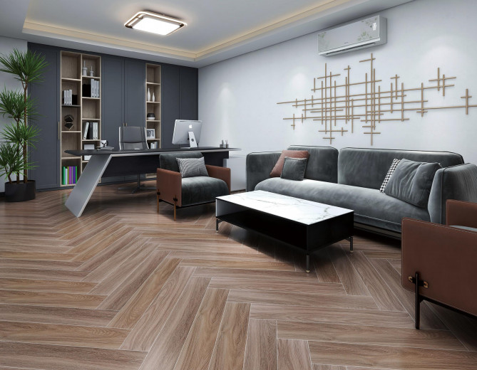 1000SQM Wooden Porcelain Tiles 150*900mm Brown Silvery Strip for Living Floor Office SGS Wall Ceramic Tiles