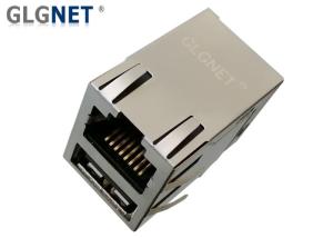 China Magnetic RJ45 Connector 10 / 100 Base - T RJ45 USB Connector Tab Up USB 2.0 wholesale