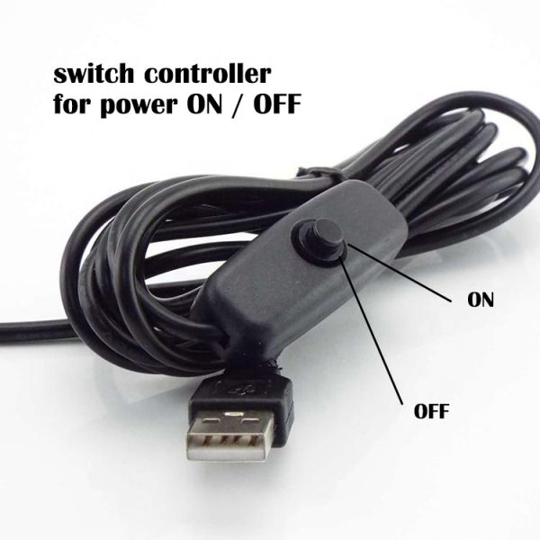 1m White Black Led Strip Power on off Button USB Type A Switch Extension Cable