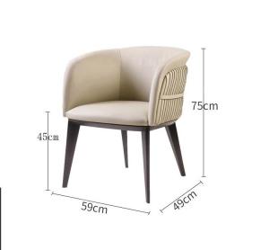 China Modern Hotel Restaurant Furniture Genuine Leather Metal Dining Chair wholesale