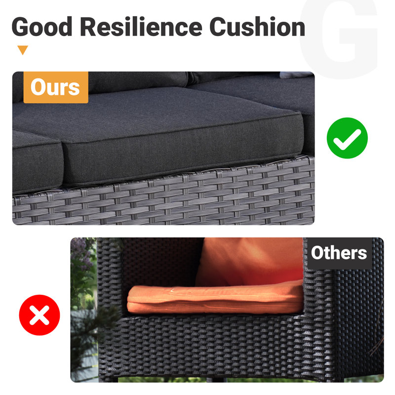 AJUNION PE Rattan Outdoor Lounge Sofa Set for Your Garden 16.2'' H X 23.62'' W X 21.85'' D