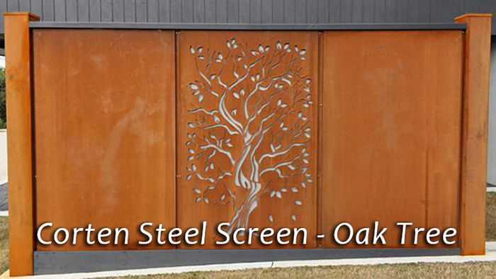 Oak Tree Design Decorative Metal Panels Carved Corten Steel Garden Screen