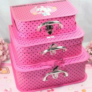 China Cardboard suitcases with handle & clasp, hello kitty suitcases wholesale