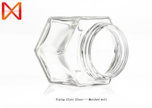 China Hexagon Flint  Glass Food Storage Containers For Kitchen Excellent Chemical Stability on sale